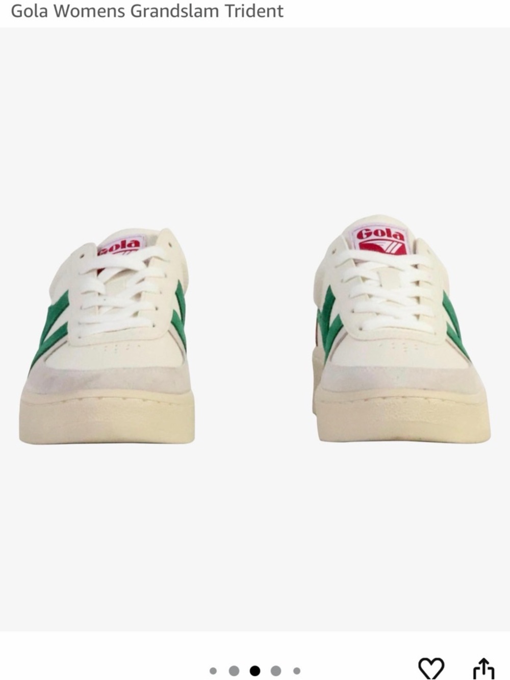 Gola Women's Grandslam Trident Sneakers in Cream, Green & Red - Picture 2 of 8